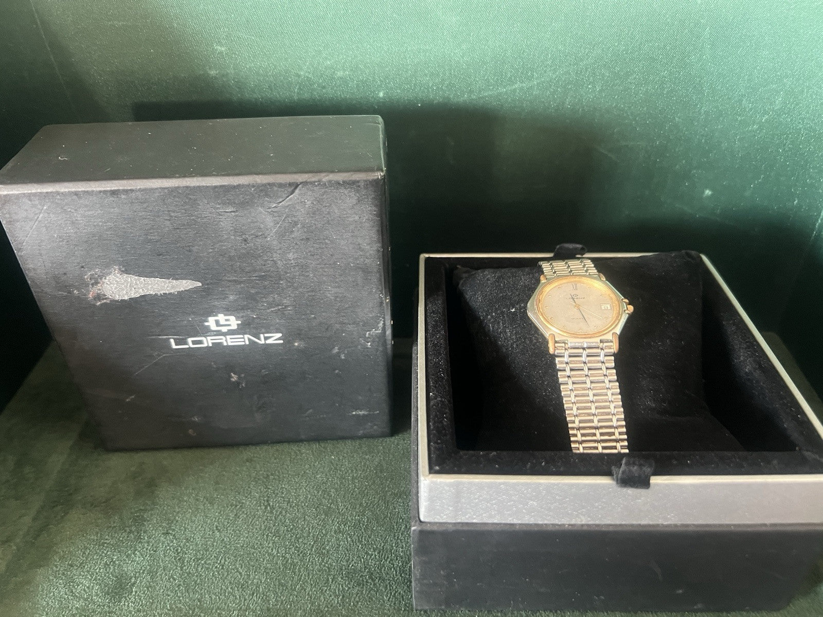 🔴 LORENZ orologio uomo al quarzo acciaio e laminato funziona vintage