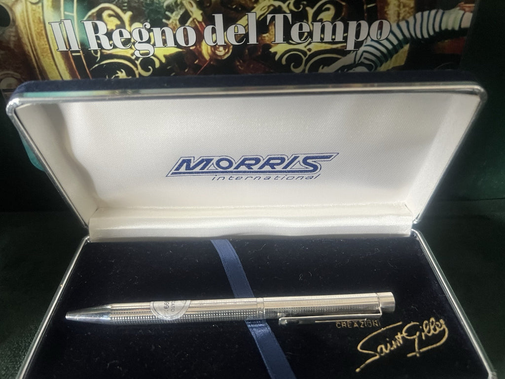 Morris Stylo-Plume Sphère Plaqué Argent 999 Avec Trousse Vintage