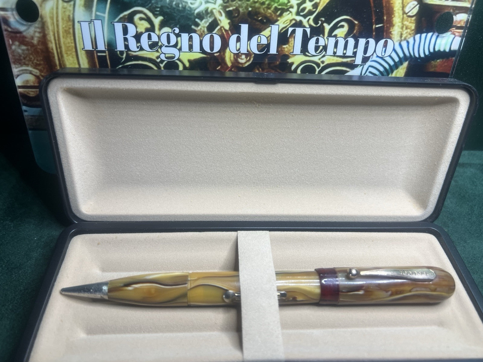 Banquier Stylo-Plume Wa Marbré Ambre Duo Crayon Mécanique Vintage 