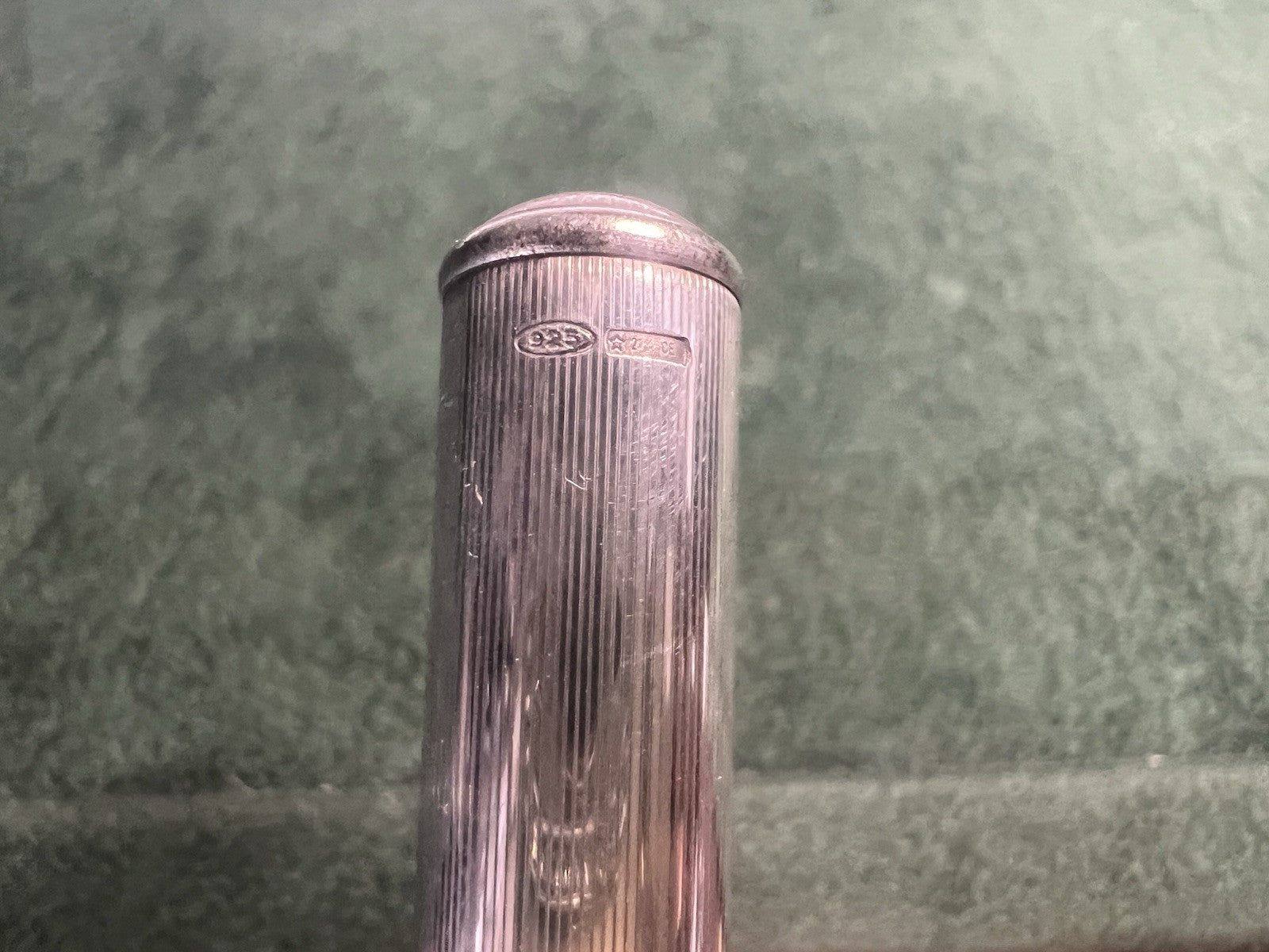 Marlen Stylo-Plume Sphère Argent 925 Et Vert Écrit Vintage