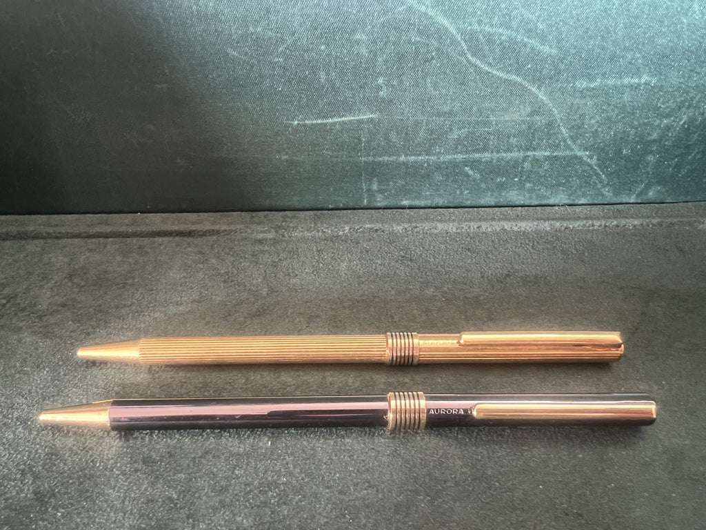 AURORA Golden Ballpoint Pens And Gunmetal Write 2 PENS 