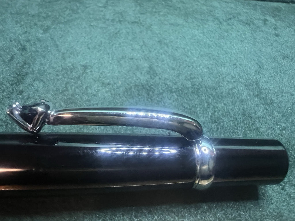 🔴 ZOPPINI penna sfera lacca nera profili cromati con pietra CUORE astuccio