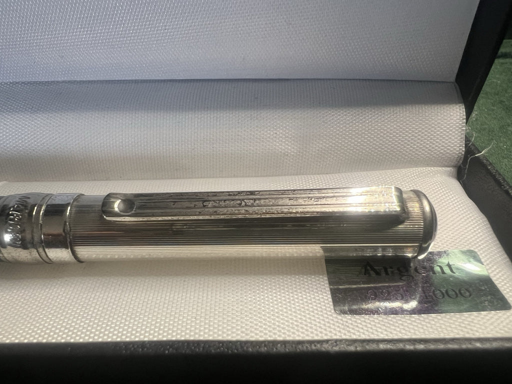 Marlen Stylo-Plume Sphère Argent 925 Et Vert Écrit Vintage