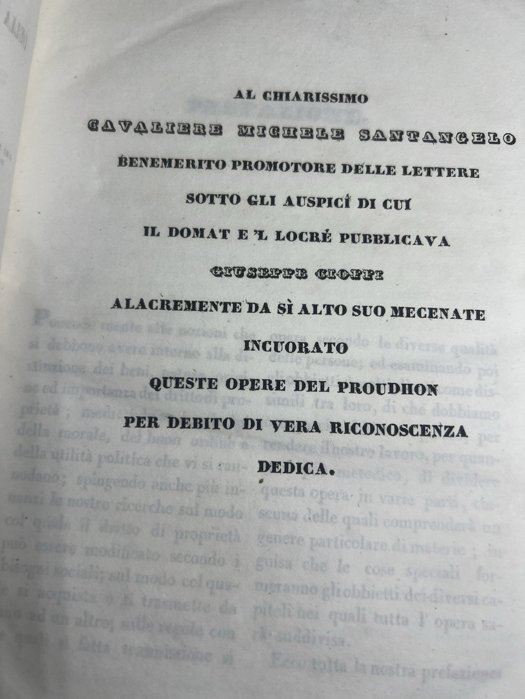 Livres Traité Del Domaine De Propriété'Proudhon Italien Anciens 1844