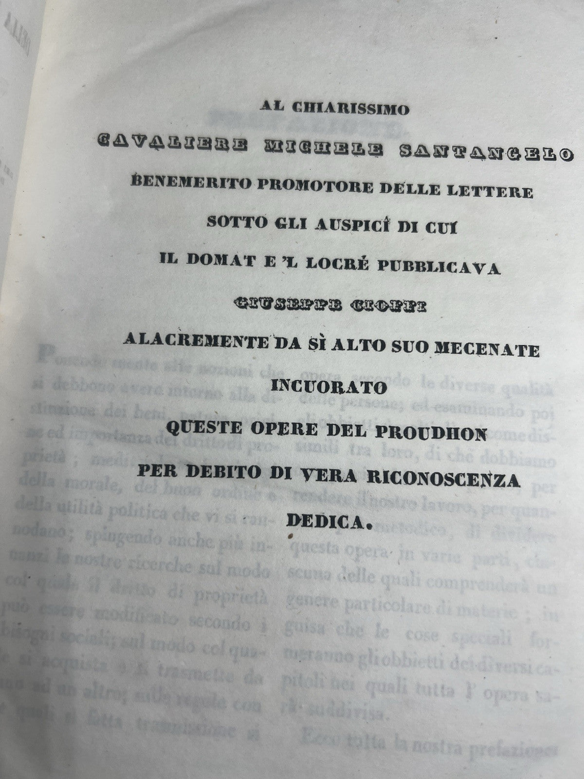 Livres Traité Del Domaine De Propriété'Proudhon Italien Anciens 1844