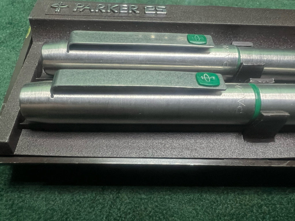 Parker Stylo-Plume Stylo à Plume 25 Mki Clip Vert und Sphère Set Write Retro 