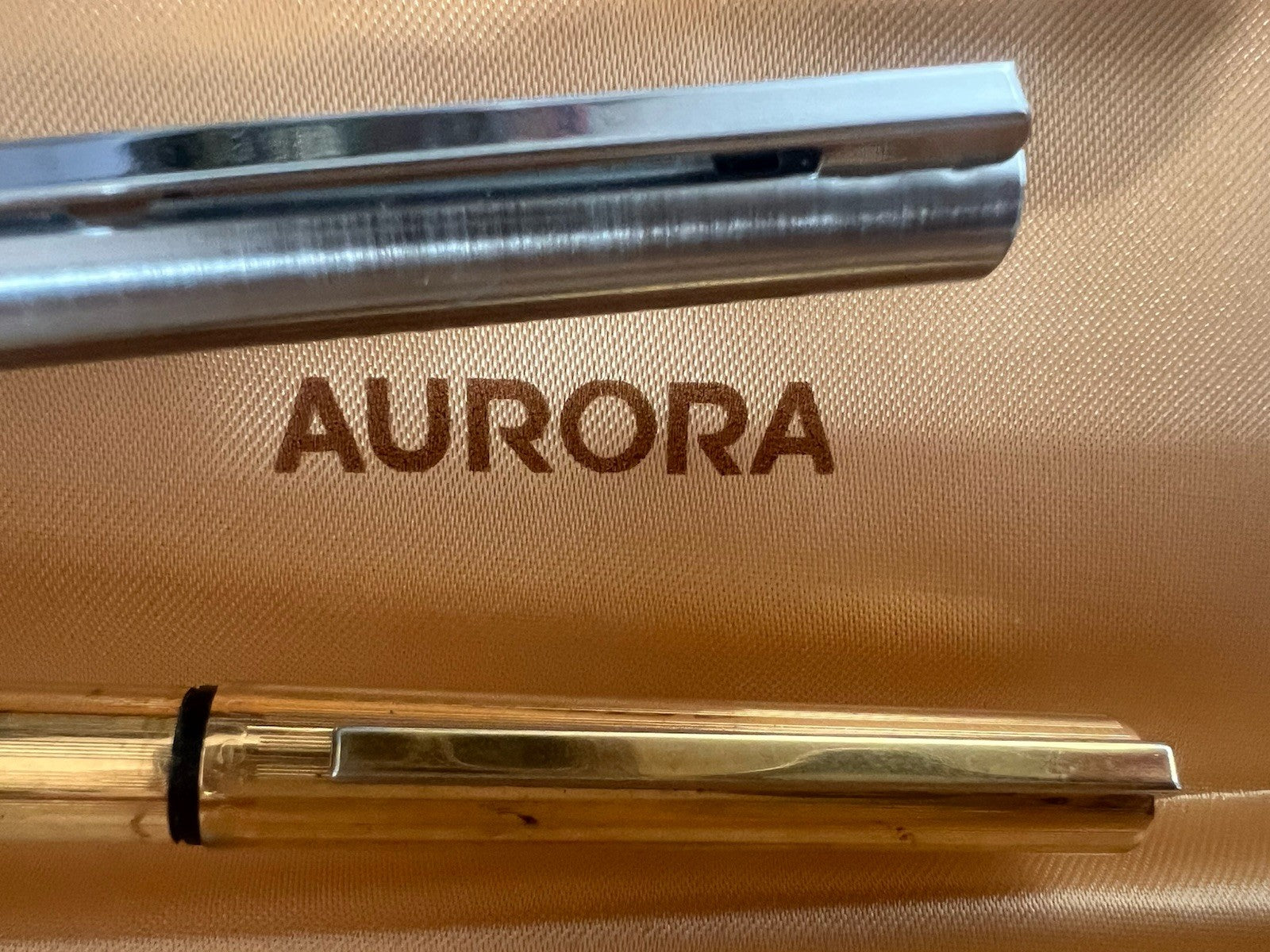 🔴 AURETTA penne sfera By Aurora cromata e dorata scrivono vintage 1970 B