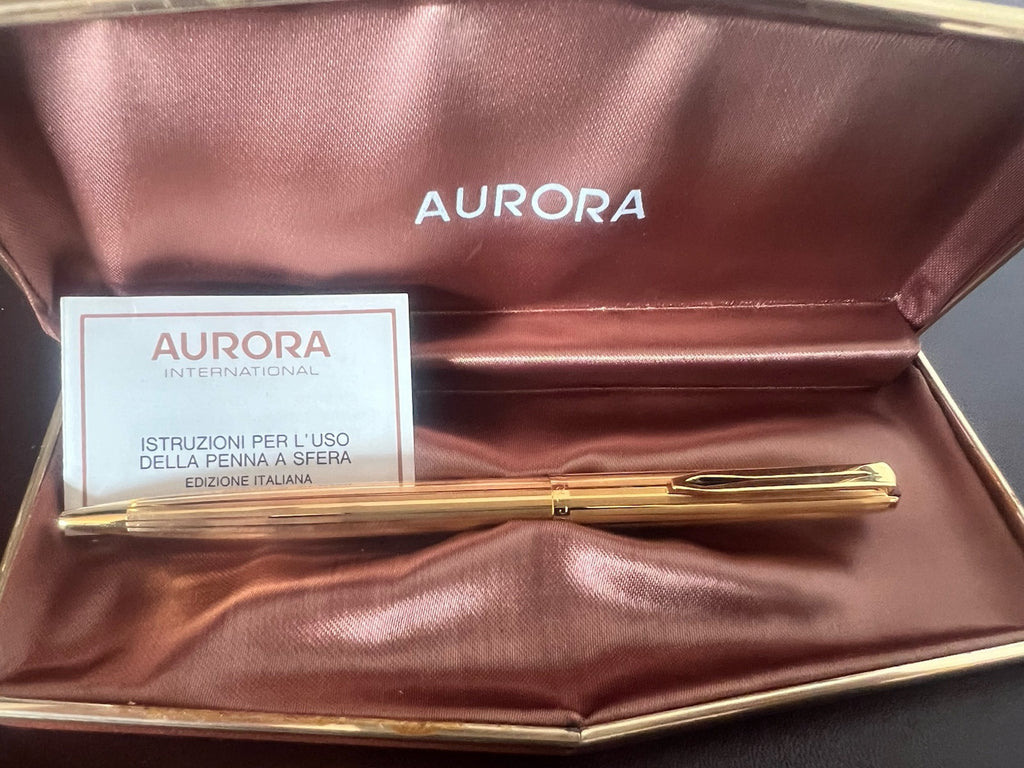 Aurora 98 Stylo-Plume Sphère Plaqué Or 22 KT Garantie Écrit Utilisé Vintage A