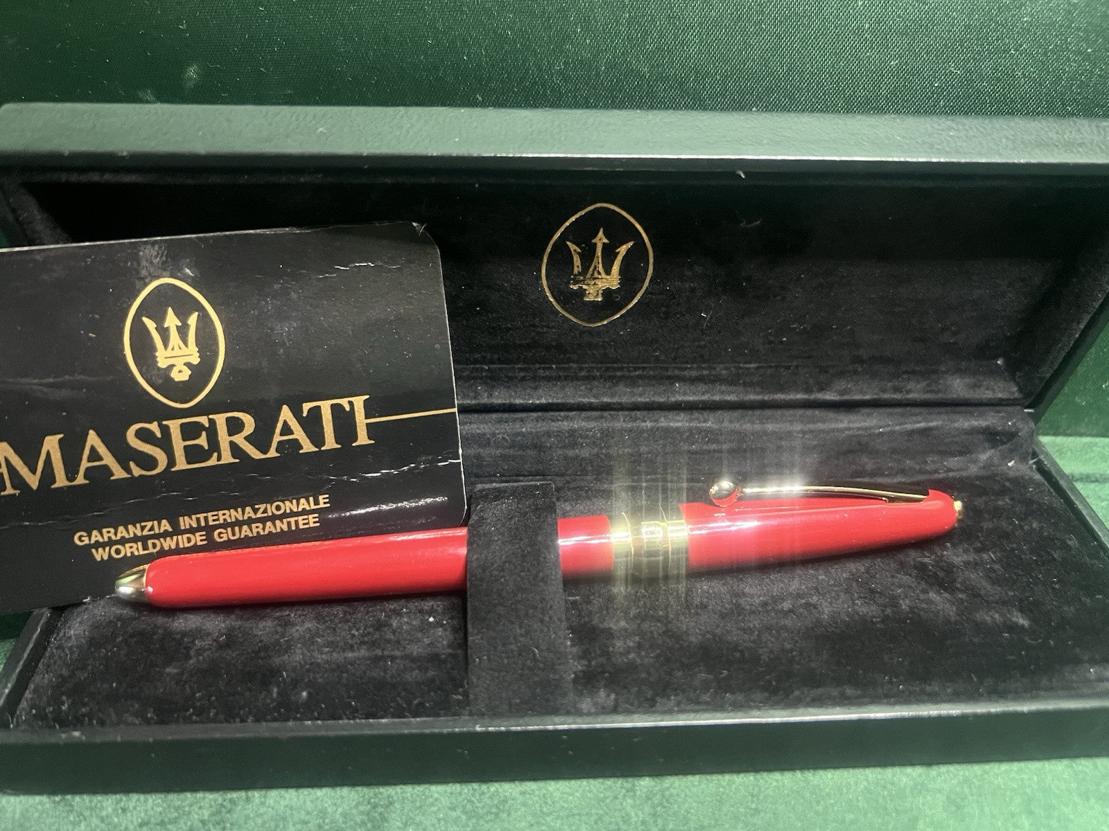 Maserati Stylo-Plume Sphère Laque Rouge Bordeaux À Rotation Écrit non Utilisé