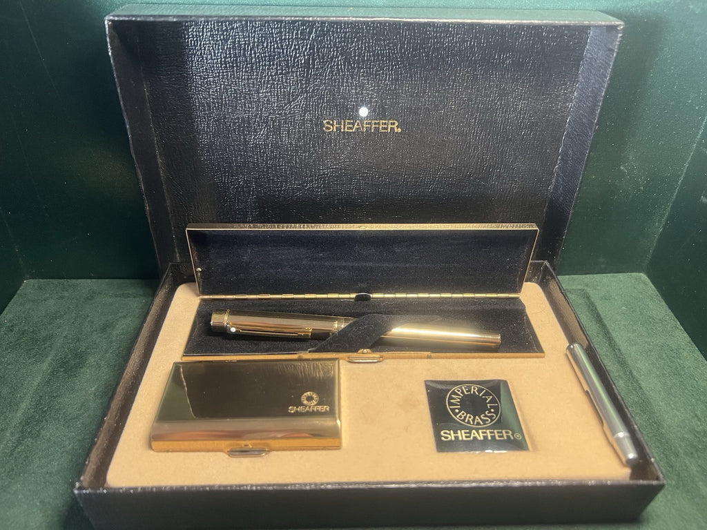 Sheaffer Stylo-Plume Stylo à Plume Panonceau Imperial Brass Or M Set Complet