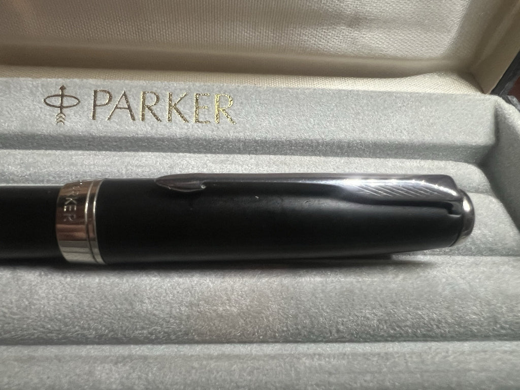 🔴 PARKER penna stilografica Sonnet I III Francia lacca nera e cromata pennino M