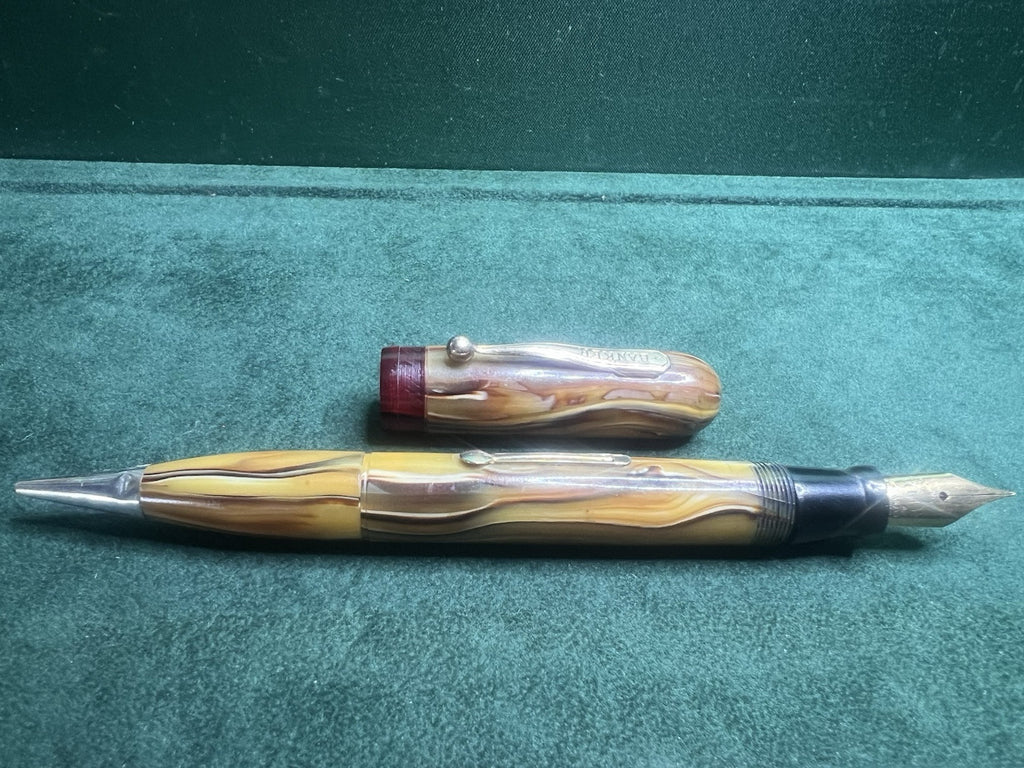 Banquier Stylo-Plume Wa Marbré Ambre Duo Crayon Mécanique Vintage