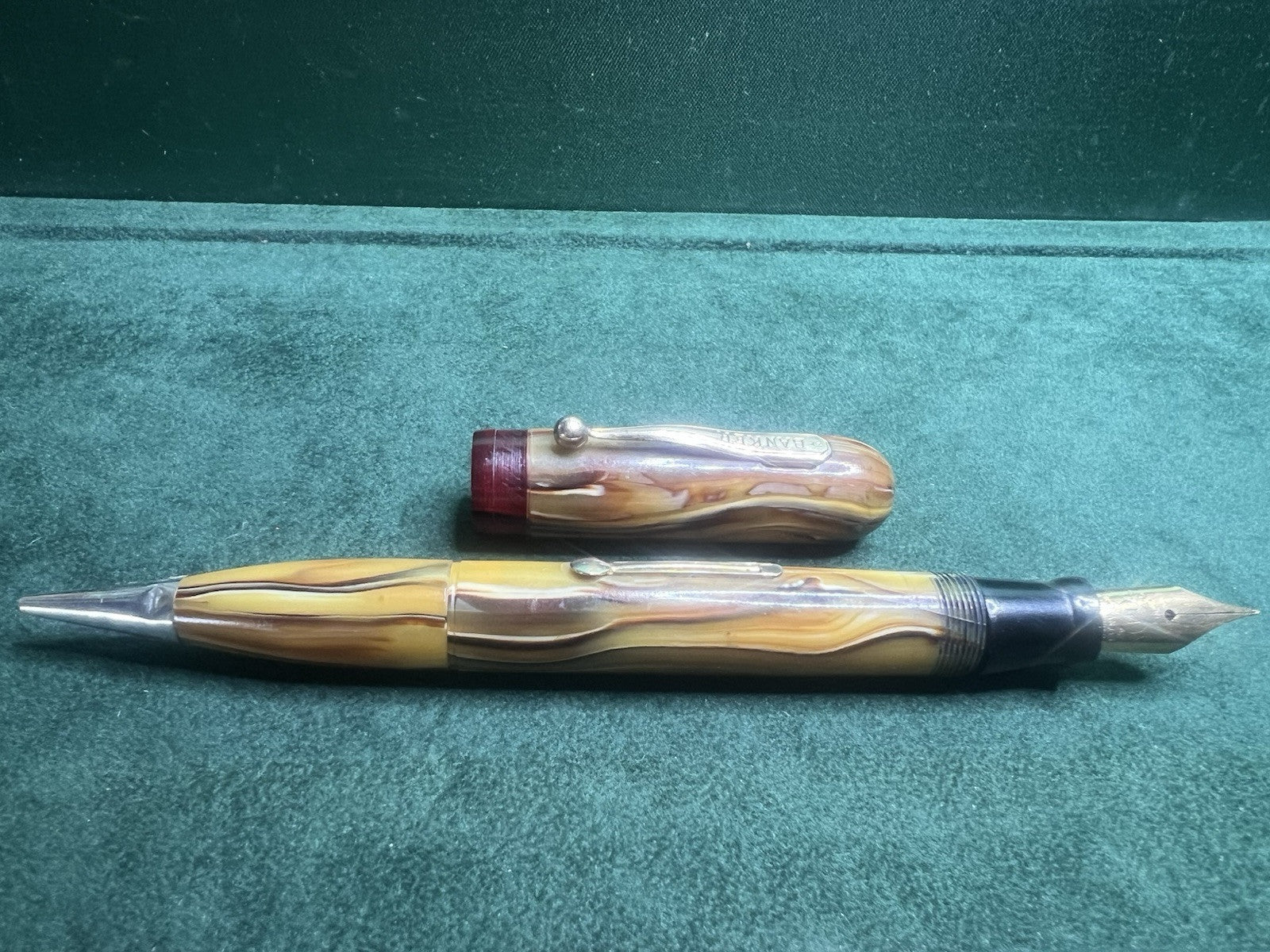 Banquier Stylo-Plume Wa Marbré Ambre Duo Crayon Mécanique Vintage 