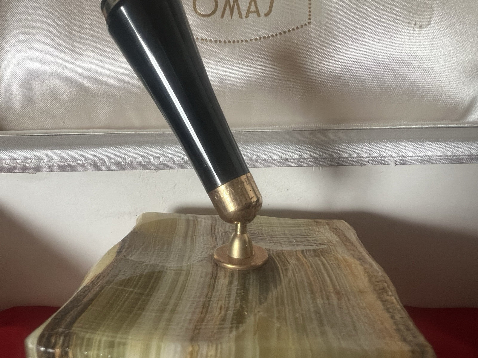 Red OMAS Ballpoint Pen Desk Marble Support Vintage 
