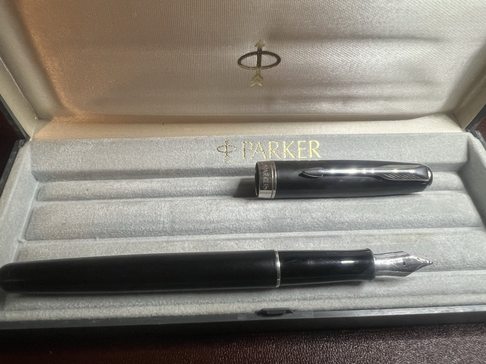 🔴 PARKER penna stilografica Sonnet I III Francia lacca nera e cromata pennino M