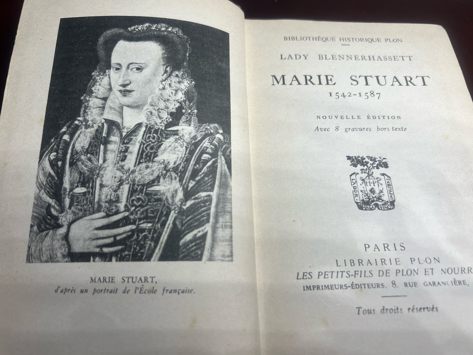 Livre Marie Stuart Storia En Lingua Français Couverture Rigide Ancien Del 1933