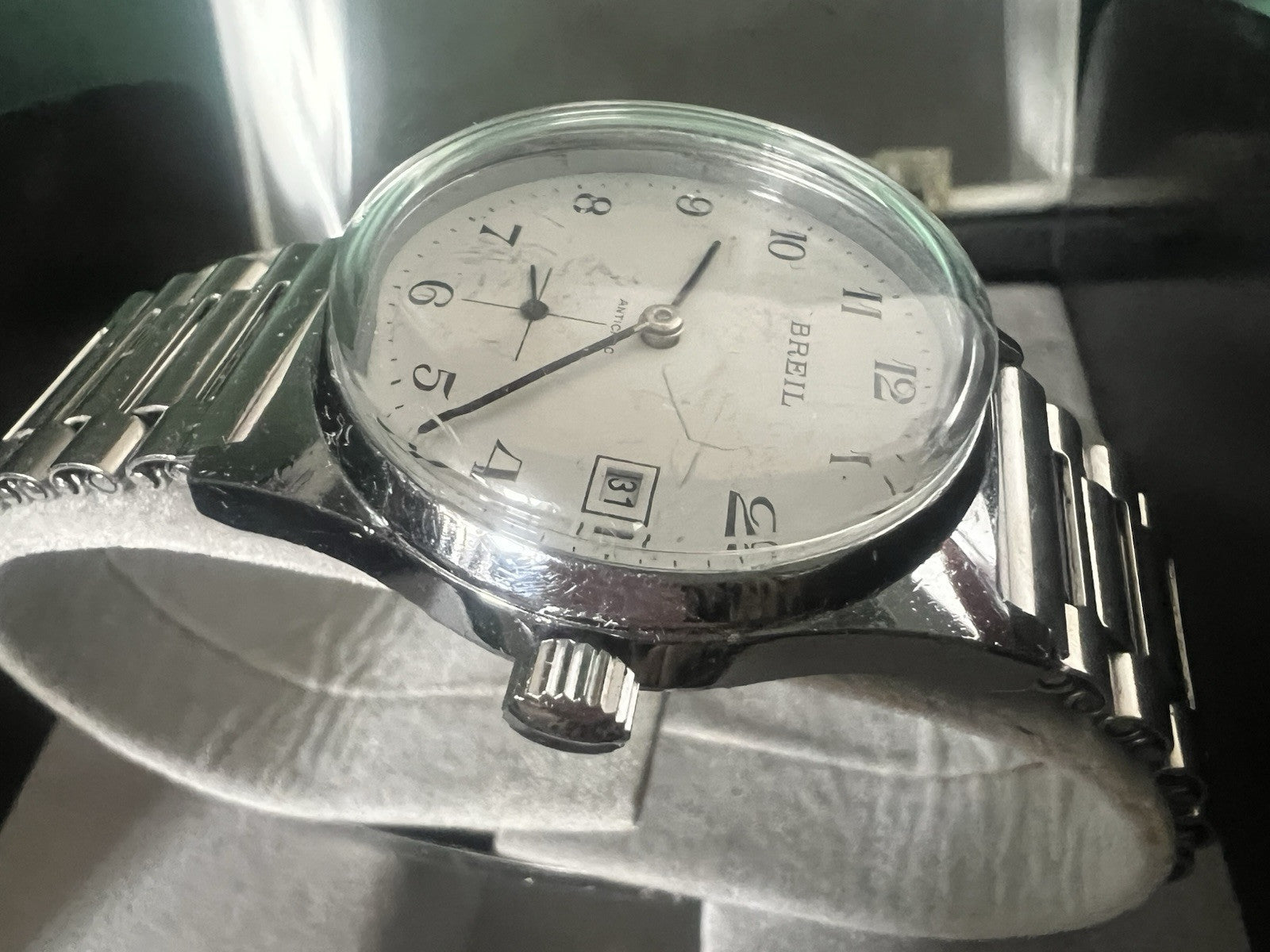 Breil Watch Steel Manual Winding Works with Box Vintage