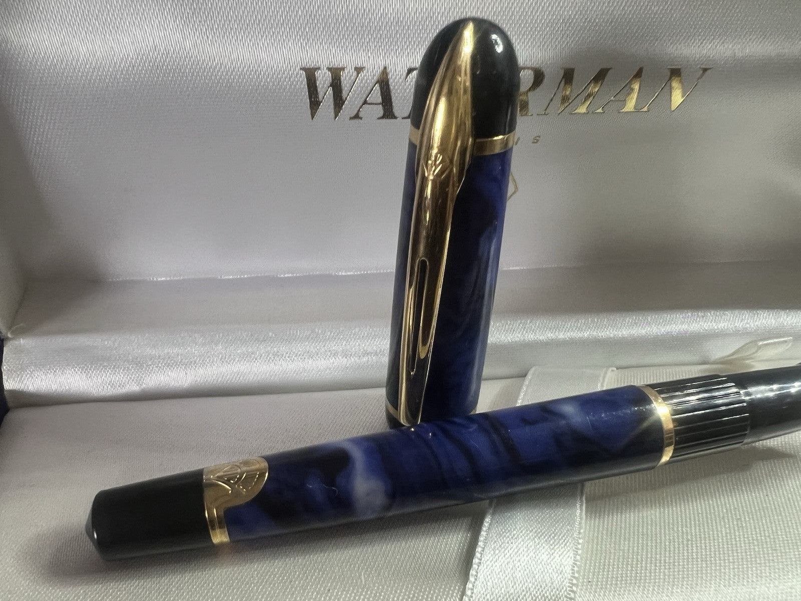 🔴 WATERMAN penna stilografica PHILEAS GT marmo blu profili dorati pennino M