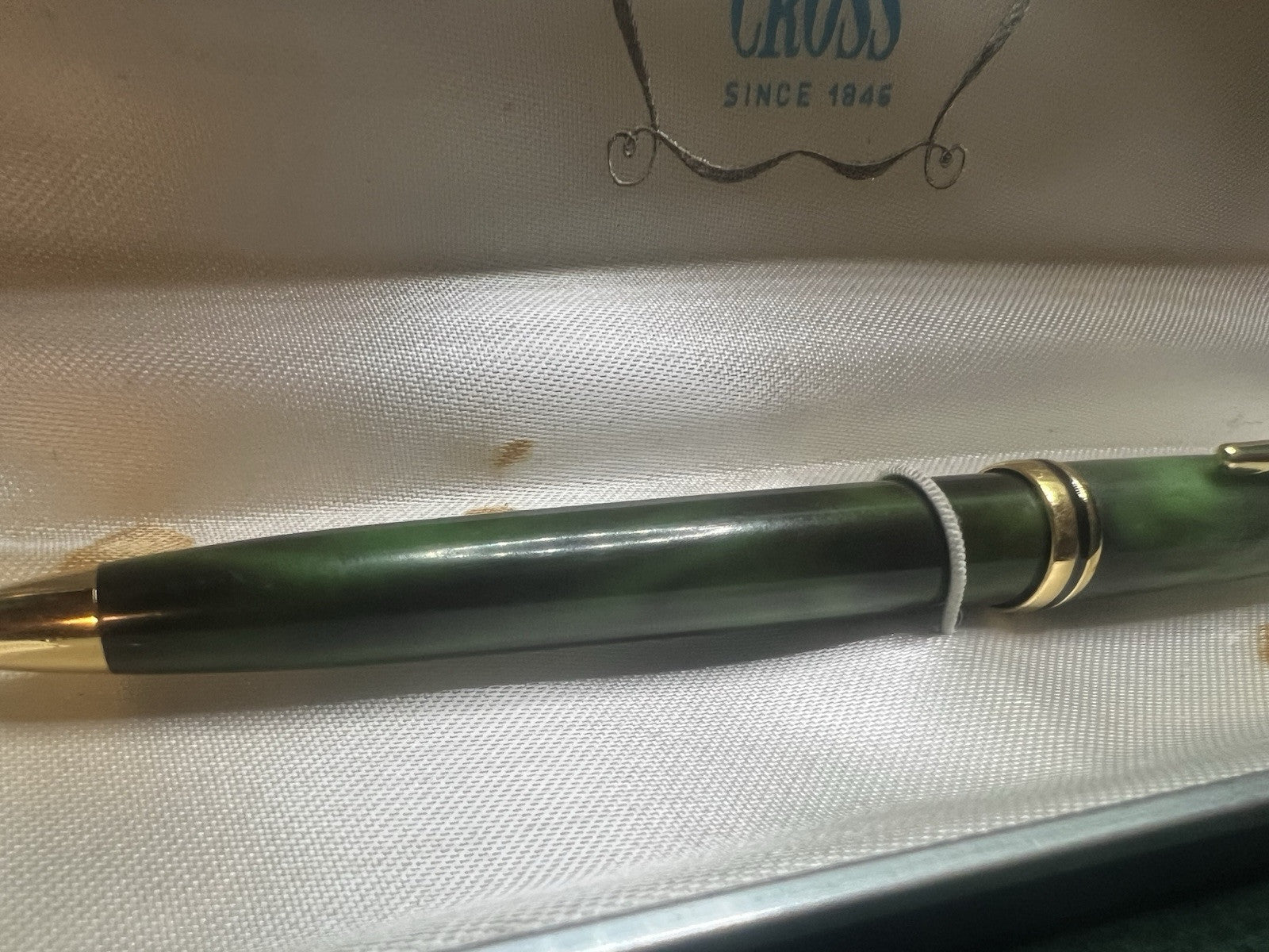 Kreuz Stylo-Plume Sphère Résine Vert Marbré Écrit Seltener Vintage 