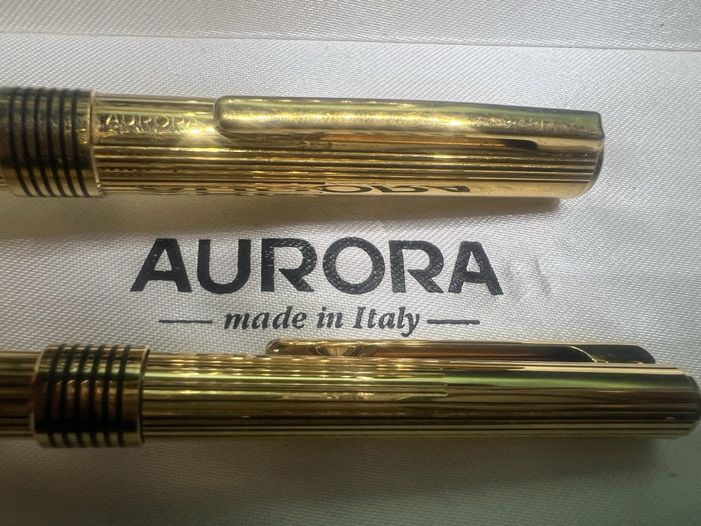 🔴 AURORA gold-plated fountain pen and ballpoint pen, never inked nib 