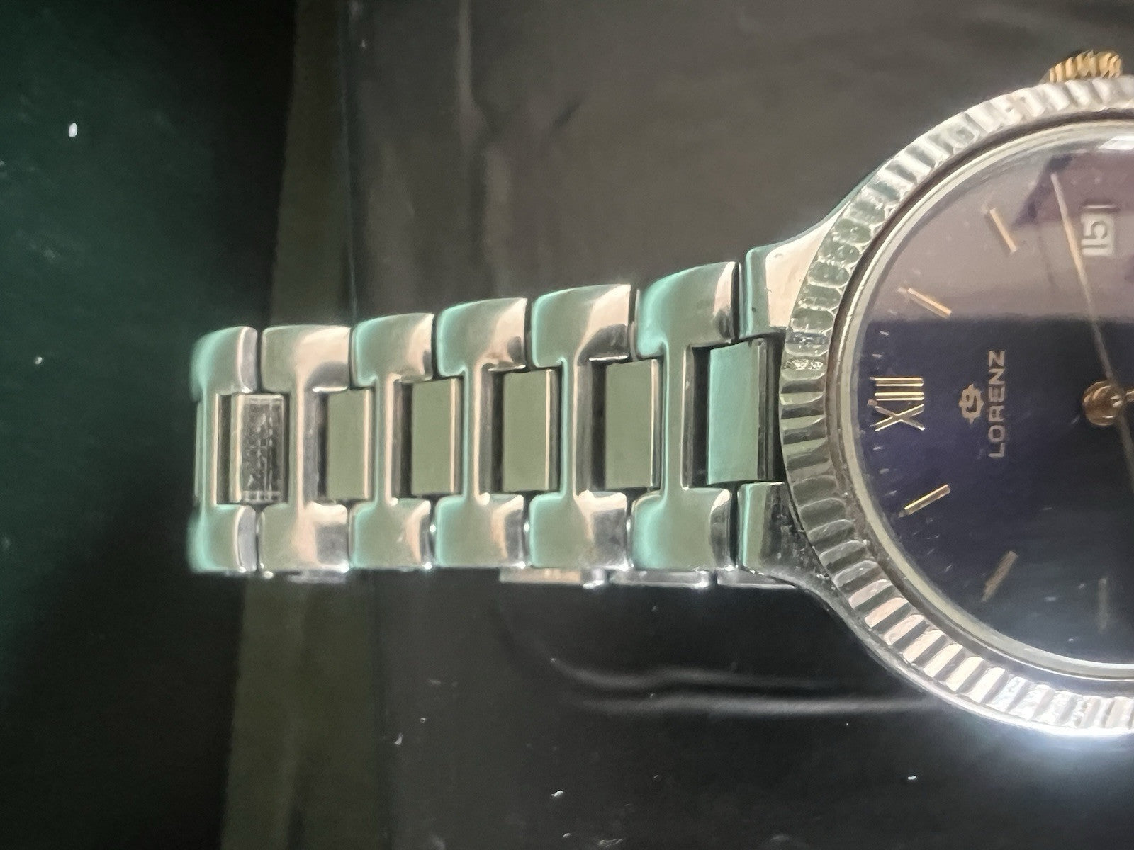 🔴 LORENZ orologio uomo quarzo 14560 blu cassa acciaio corona zaffiro cabochon