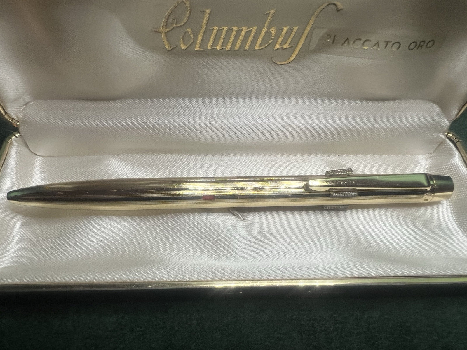 🔴 COLUMBUS penna sfera PLACCATA ORO 4 colori multicolore BLU-NERO-VERDE-ROSSO