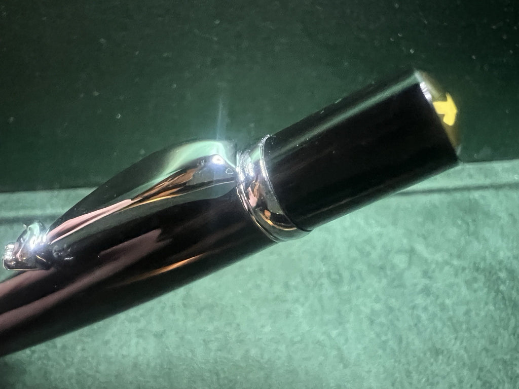 🔴 ZOPPINI penna sfera lacca nera profili cromati con pietra CUORE astuccio