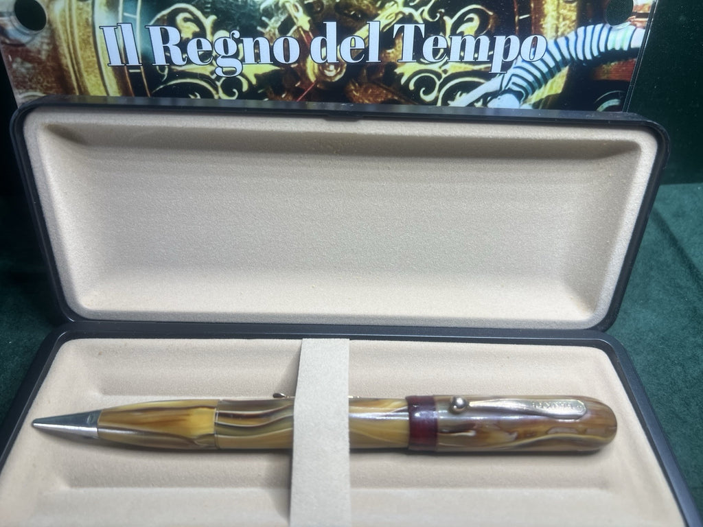 Banquier Stylo-Plume Wa Marbré Ambre Duo Crayon Mécanique Vintage