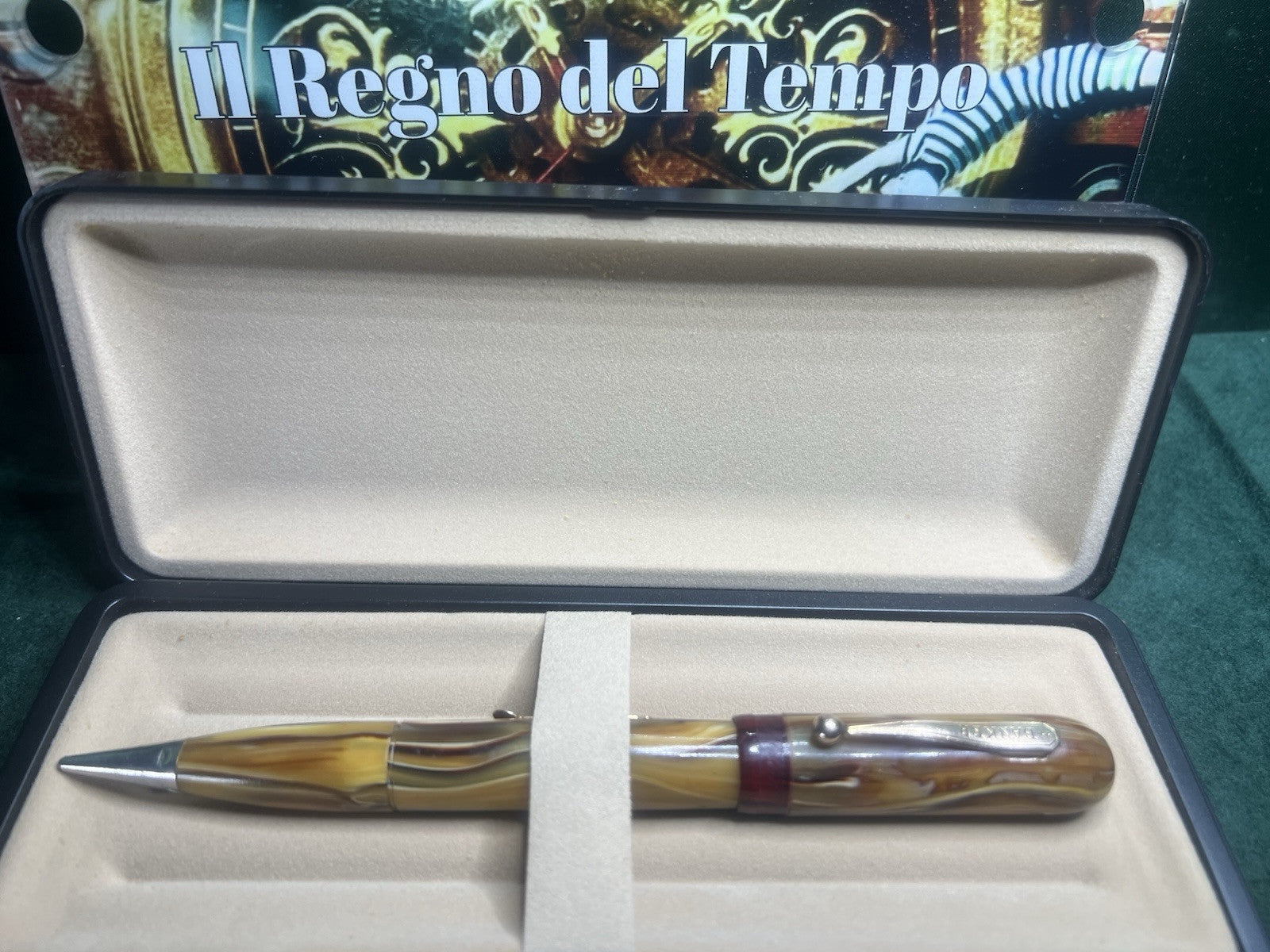 Banquier Stylo-Plume Wa Marbré Ambre Duo Crayon Mécanique Vintage