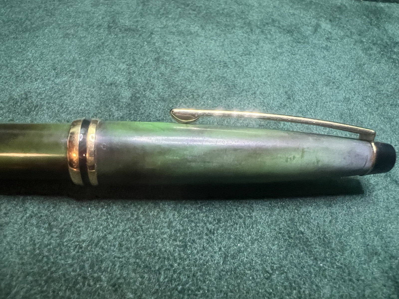 CROSS Ballpoint Pen Green Marbled Resin Writes RARE VINTAGE