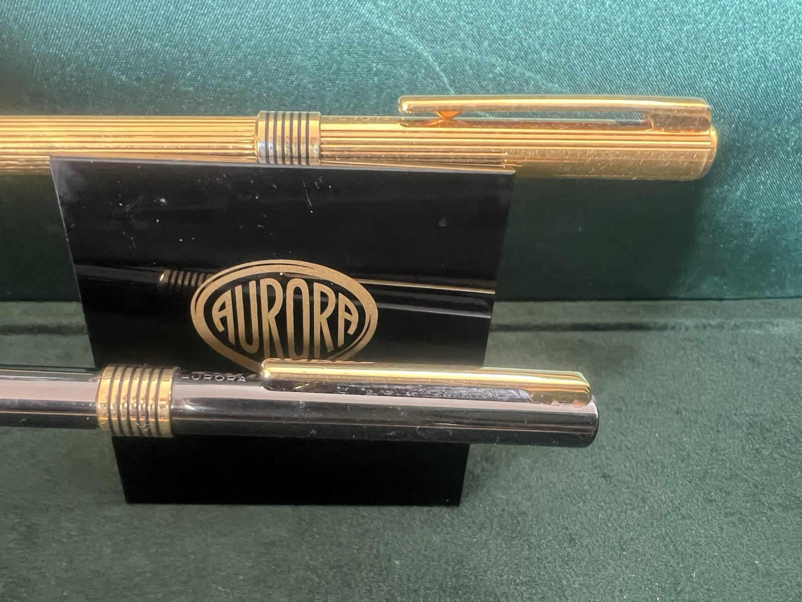 AURORA Golden Ballpoint Pens And Gunmetal Write 2 PENS 