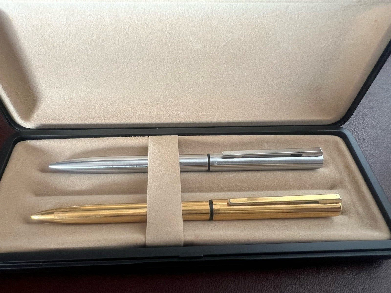 🔴 AURETTA penne sfera By Aurora cromata e dorata scrivono vintage 1970 B