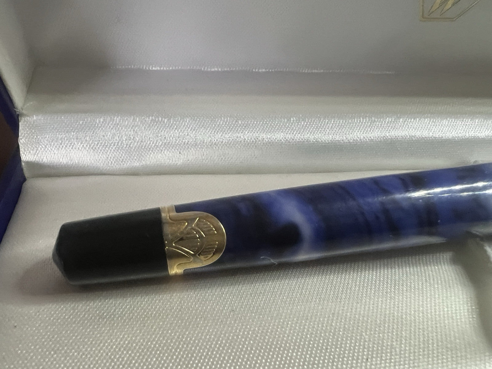 🔴 WATERMAN penna stilografica PHILEAS GT marmo blu profili dorati pennino M