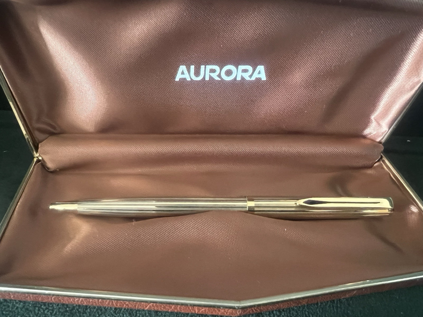 Aurora 98 Stylo-Plume Sphère Plaqué Or 22 KT Utilisé Garantie Écrit Vintage