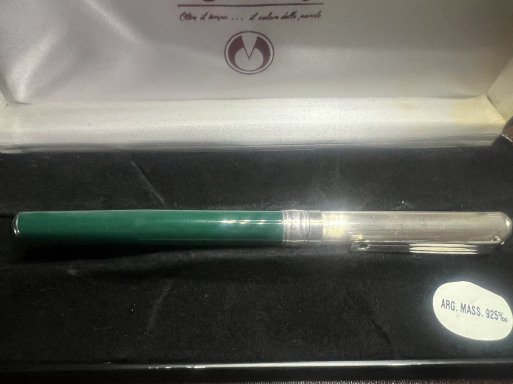 Marlen Stylo-Plume Stylo à Plume Argent 925 Laque Vert Iridium M Garantie