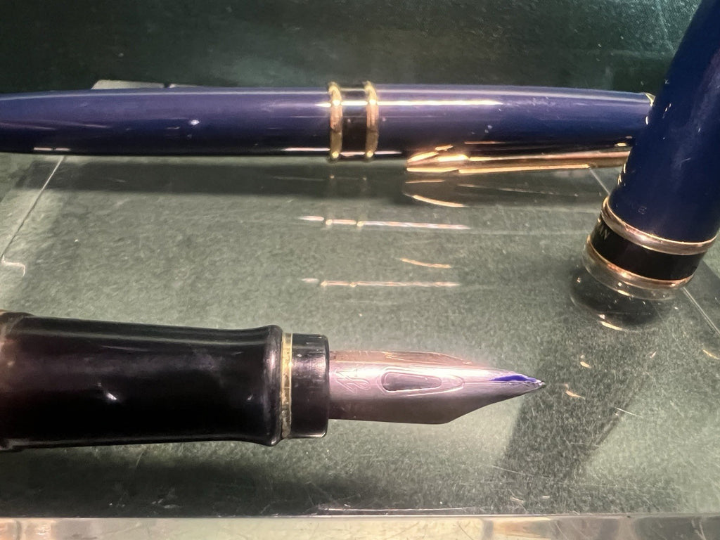 🔴 WATERMAN penna stilografica Emisphere pennino F e sfera resina blu scrivono