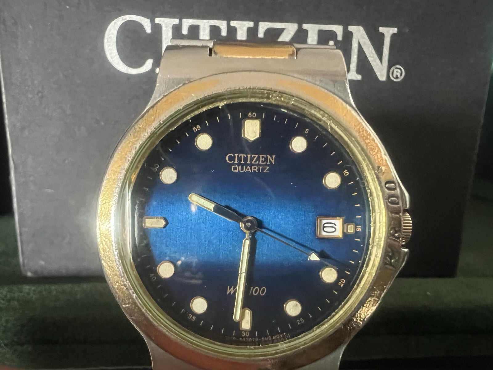 🔴 CITIZEN orologio uomo GN4S5 WR 100 Min acciaio laminato con scatola vintage