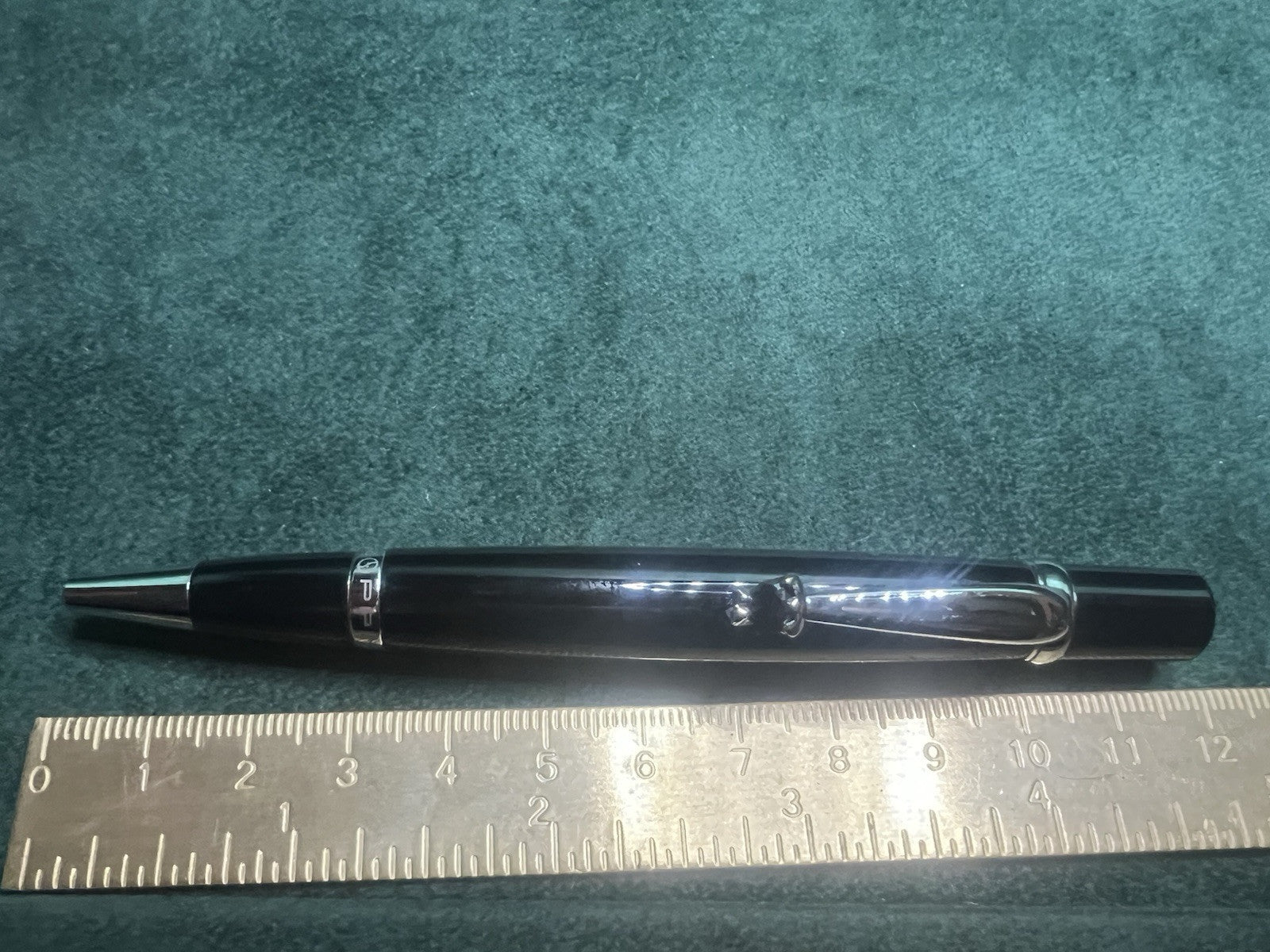 Zoppini Stylo-Plume Sphère Laque Noire Profils Chrome Avec Pierre Coeur Etui