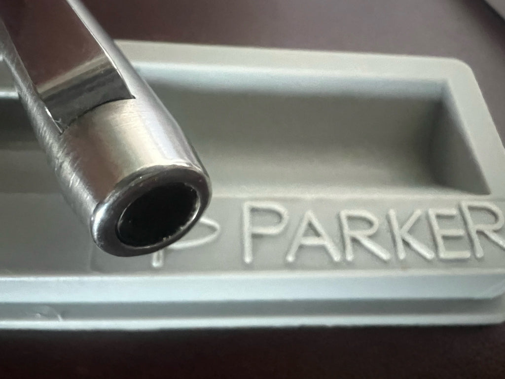 🔴 PARKER penna sfera 25 CROMATA clip sigillo NERO scrive vintage 1970