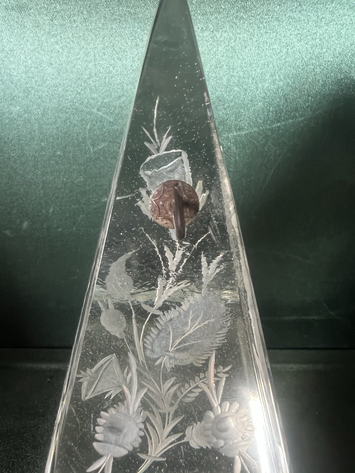 🔴 Espositore OROLOGIO tasca piramide di CRISTALLO cesellato a mano vintage