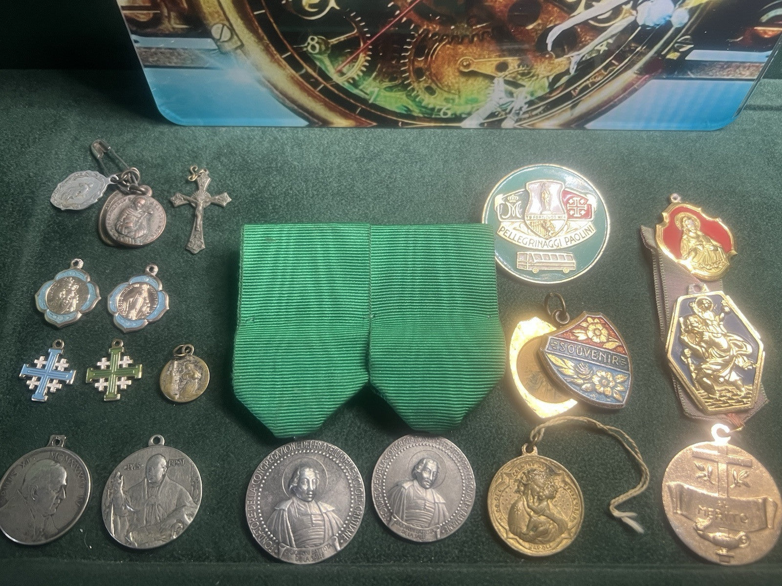 🔴 Medaglie SACRE Lourdes pellegrinaggi al merito metallo nastri vintage LOTTO