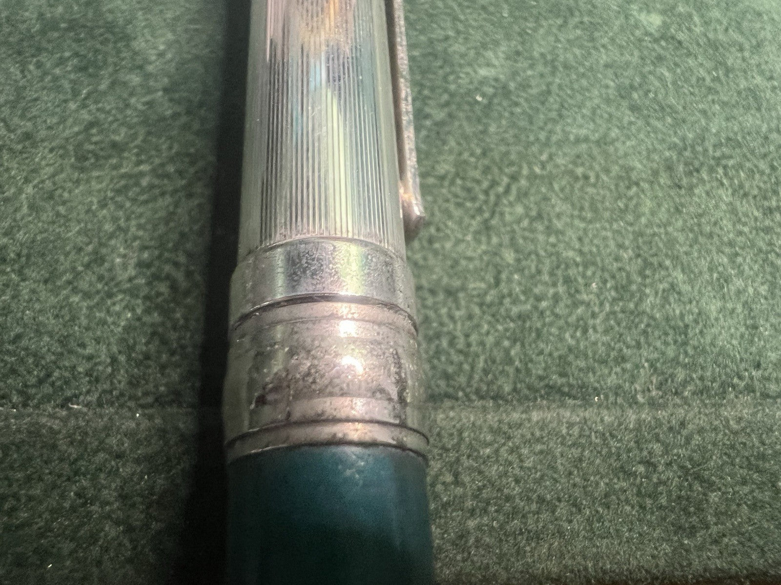 Marlen Stylo-Plume Sphère Argent 925 Et Vert Écrit Vintage