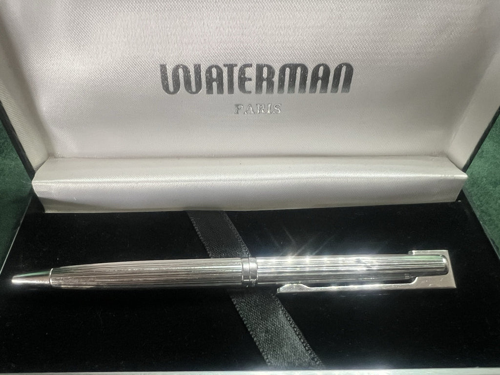 🔴 WATERMAN penna sfera Drop ARGENTO 925 placcata platino scrive RARA VINTAGE