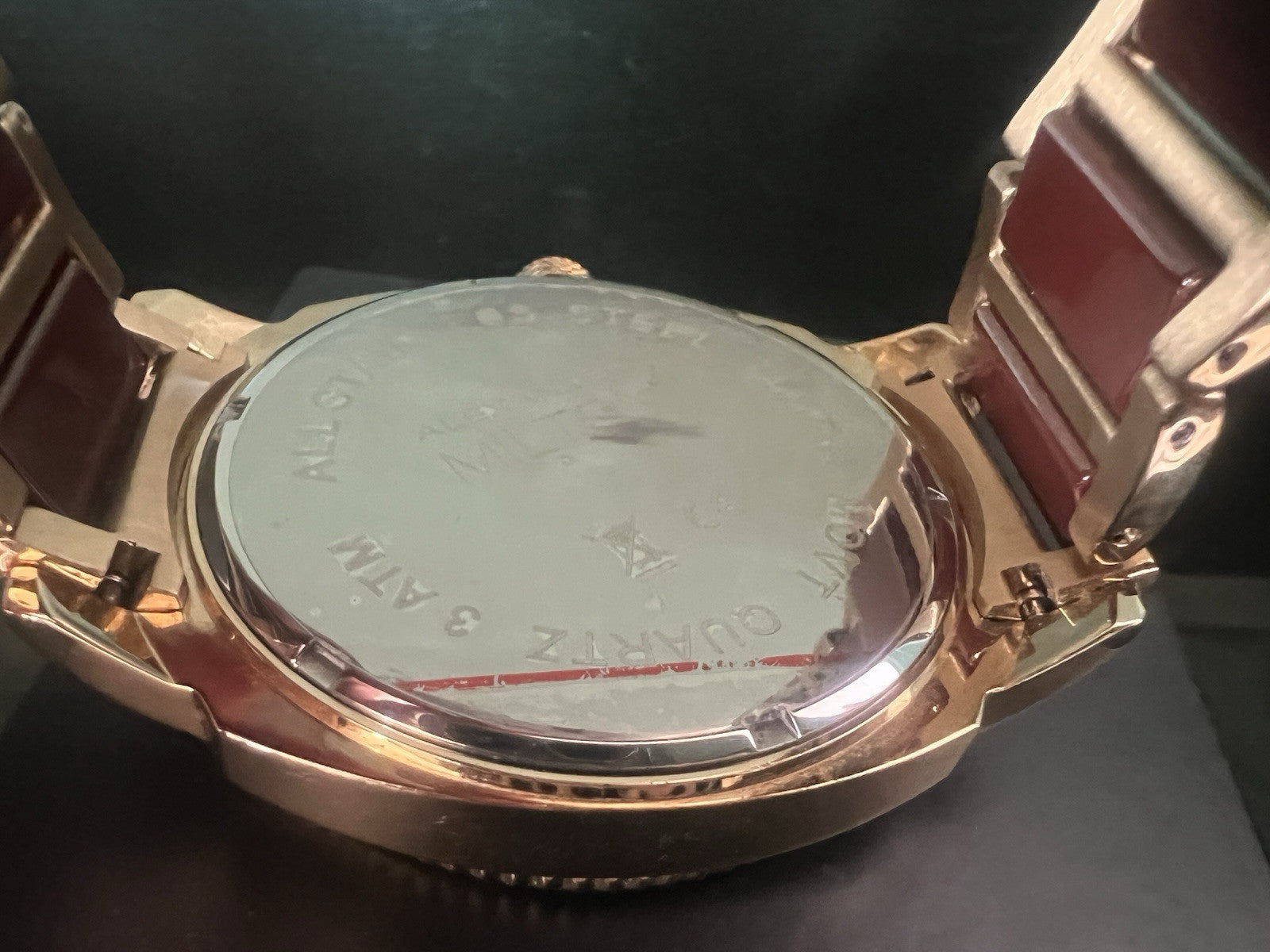 🔴 ALEXANDER MILTON orologio uomo placcato oro ceramica quarzo 3 ATM NOS