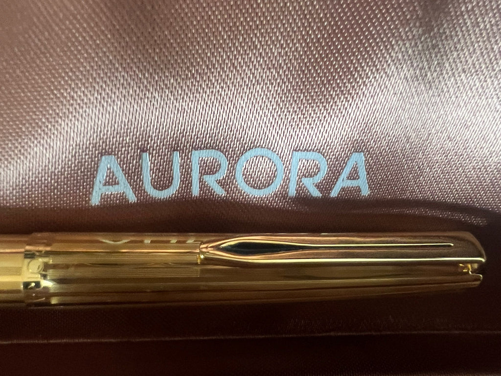 Aurora 98 Stylo-Plume Sphère Plaqué Or 22 KT Garantie Écrit Utilisé Vintage A
