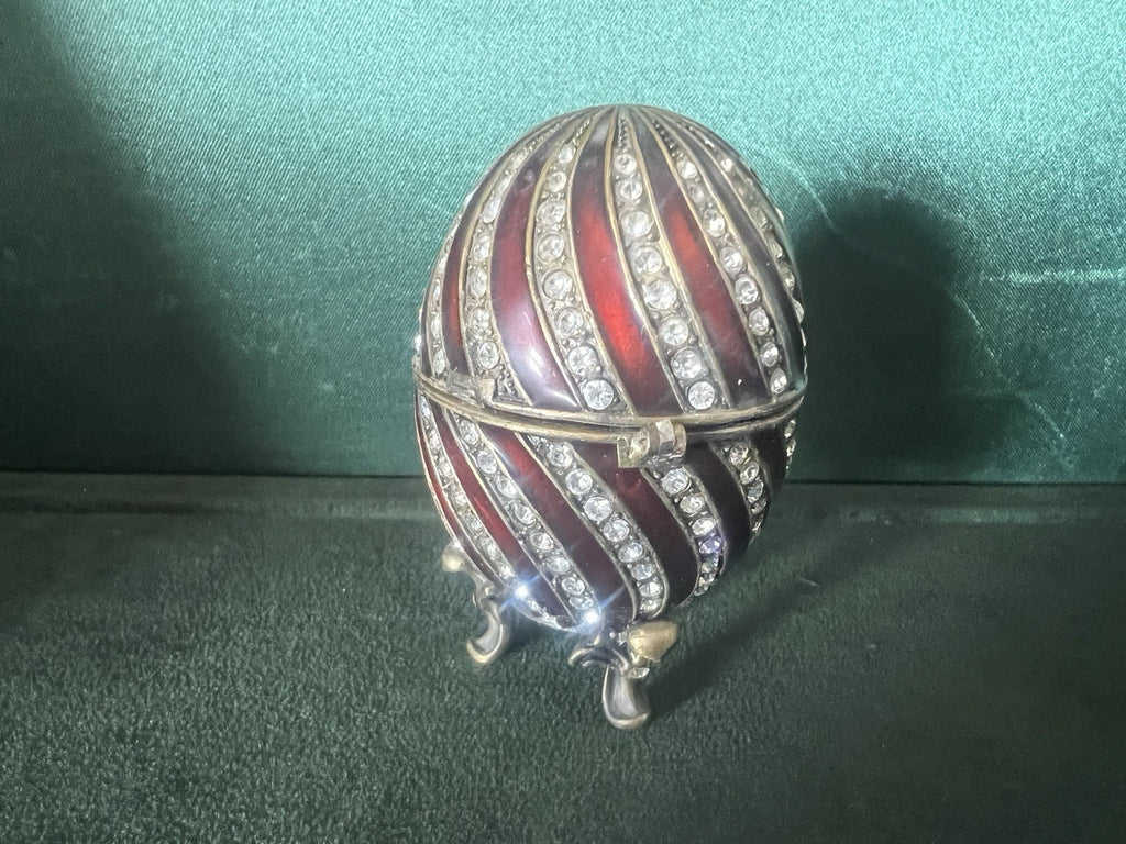 🔴 FABERGE uovo ceramica bronzo ROYAL FAMILY con pietre brillantini