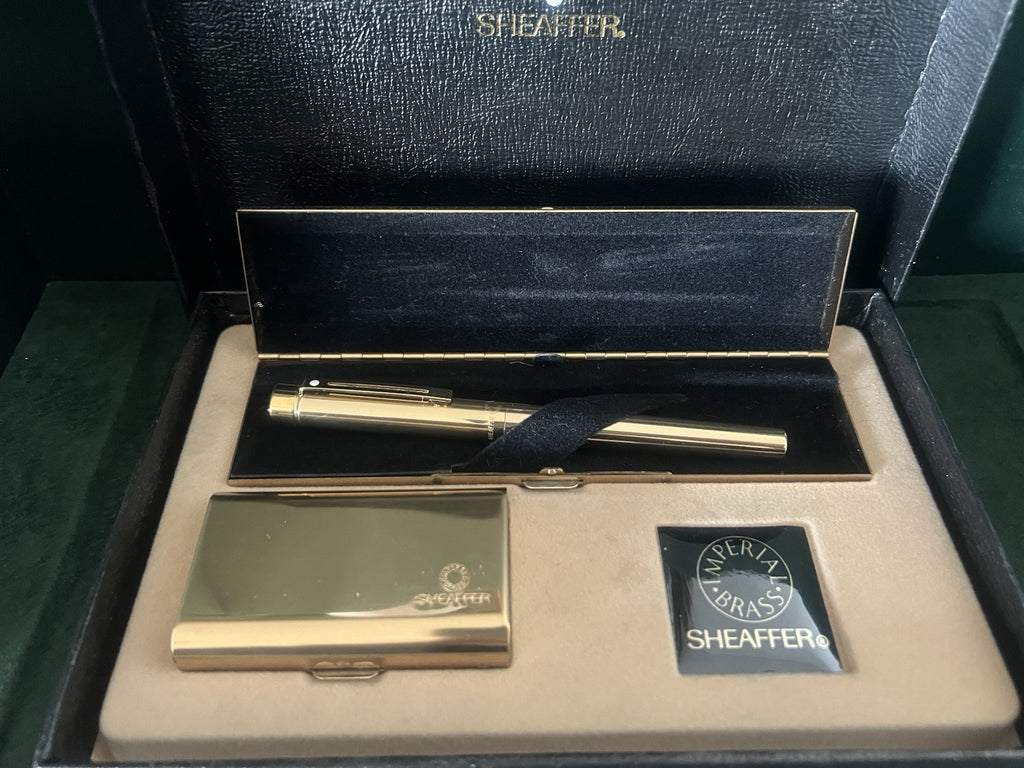 Sheaffer Stylo-Plume Stylo à Plume Panonceau Imperial Brass Or M Set Complet