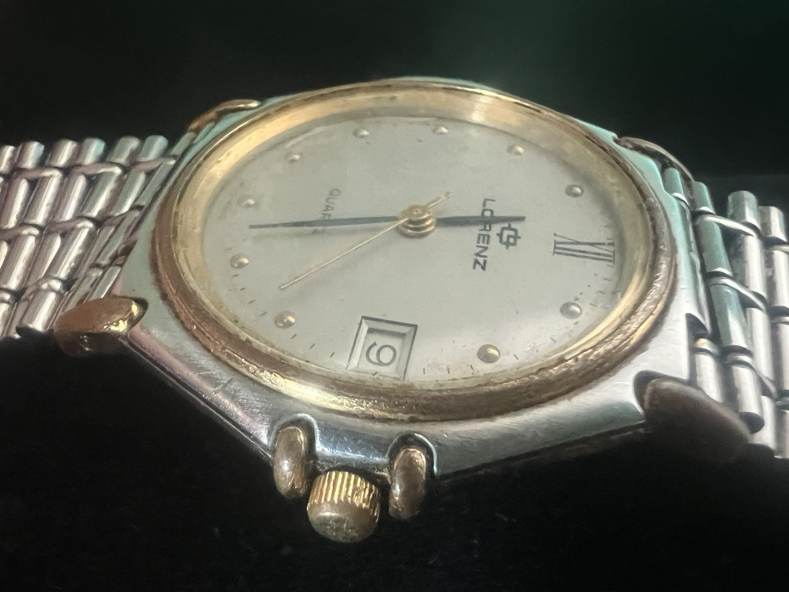 🔴 LORENZ orologio uomo al quarzo acciaio e laminato funziona vintage