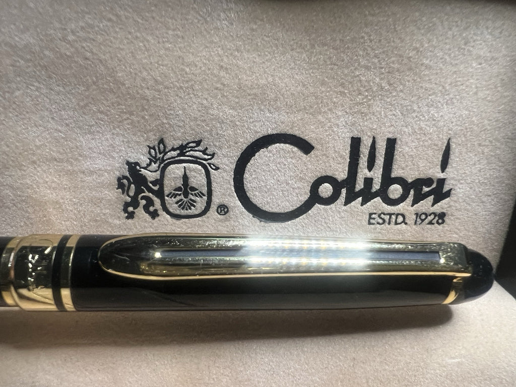 Jhon Sterling Stylo-Plume Sphère Laque Noire Profils Or Colibri Garantie Boîte