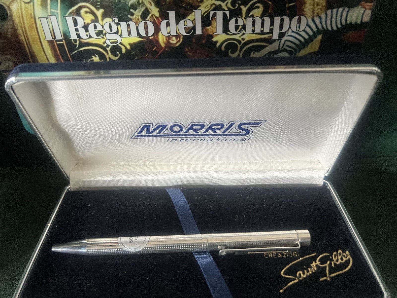 🔴 MORRIS Kugelschreiber, 999 versilbert, mit Vintage-Etui 